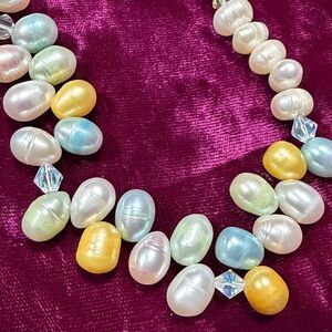Unique Multicolor 16” Freshwater Pearl Choker Necklace